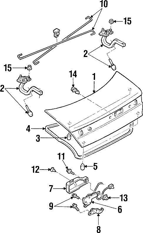 Diagram TRUNK LID. LID & COMPONENTS. for your 2016 Ford Transit-350 HD 3.2L Power-Stroke 5 cylinder DIESEL A/T XL Extended Passenger Van 