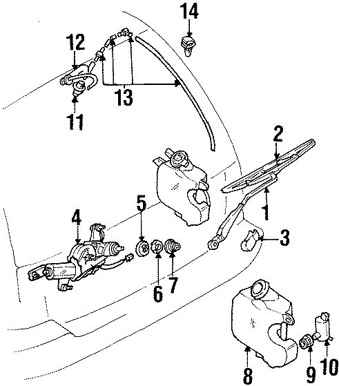 Diagram LIFT GATE. WIPER & WASHER COMPONENTS. for your 1988 Ford F-150   