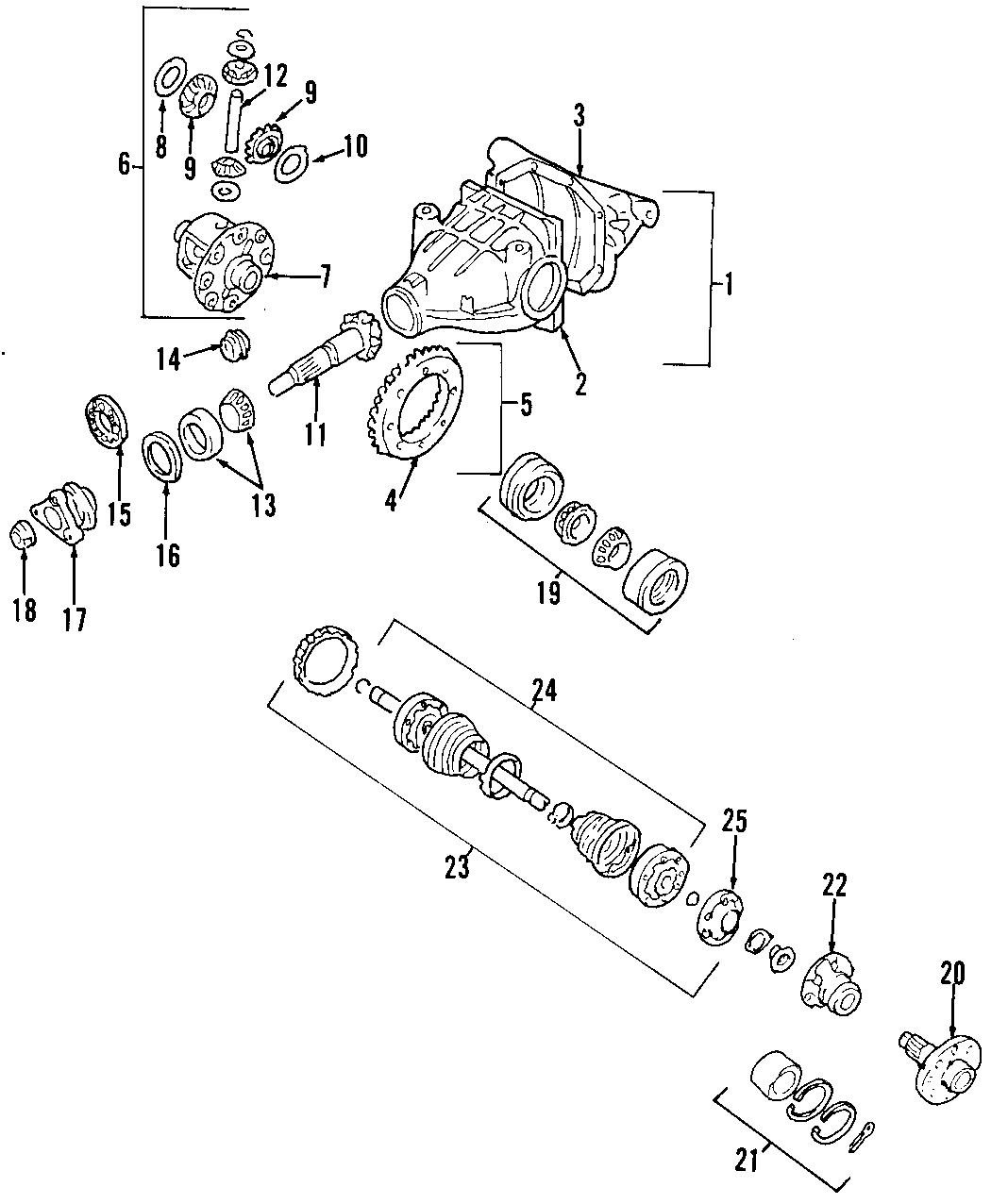 REAR AXLE. DIFFERENTIAL. PROPELLER SHAFT.