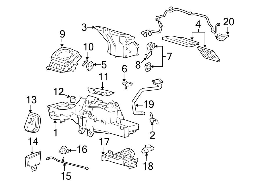 Diagram AIR CONDITIONER & HEATER. EVAPORATOR & HEATER COMPONENTS. for your 2020 Ford Expedition   