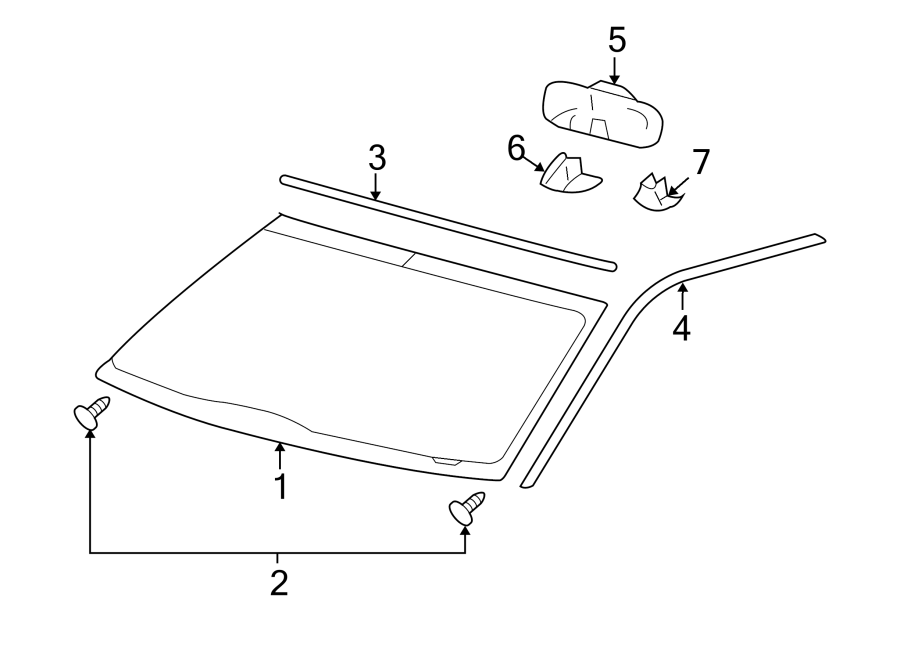 WINDSHIELD. GLASS. Diagram