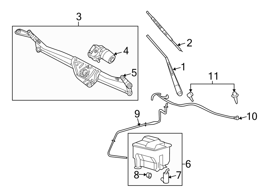 Diagram WINDSHIELD. WIPER & WASHER COMPONENTS. for your Ford Focus  