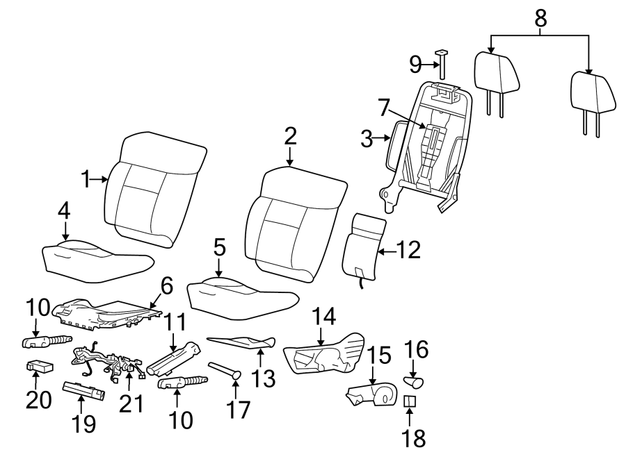 Diagram SEATS & TRACKS. FRONT SEAT COMPONENTS. for your 2004 Ford Expedition   