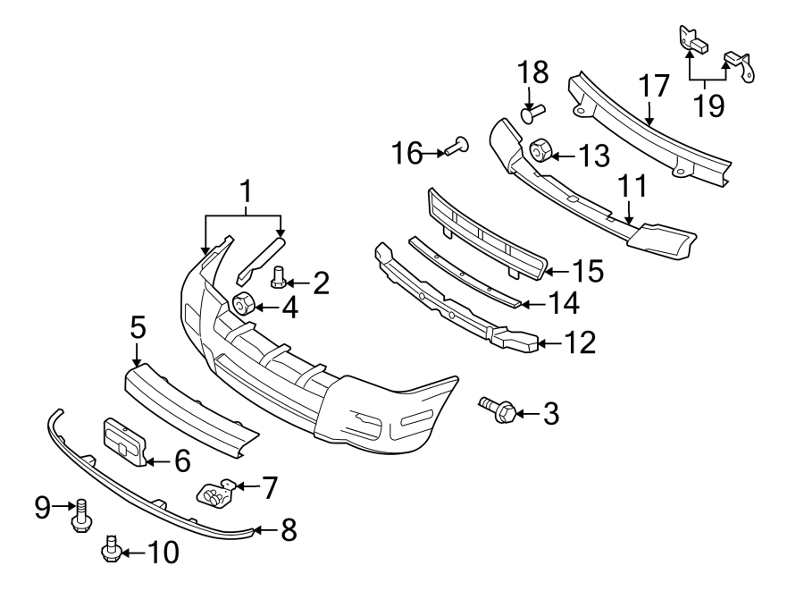 Diagram FRONT BUMPER. BUMPER & COMPONENTS. for your 2019 Lincoln MKZ Hybrid Sedan  