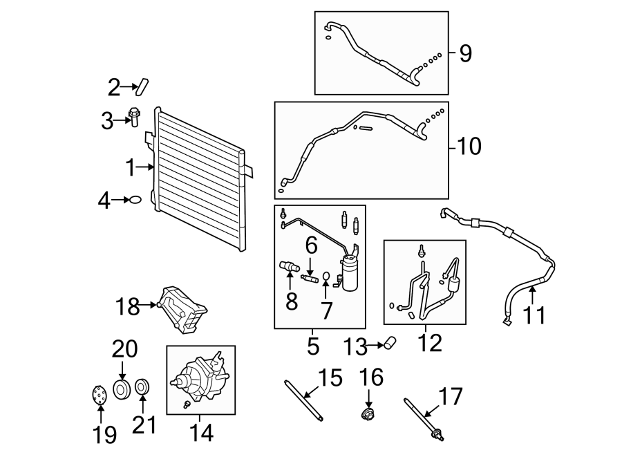 Diagram AIR CONDITIONER & HEATER. COMPRESSOR & LINES. for your 2024 Ford F-150   