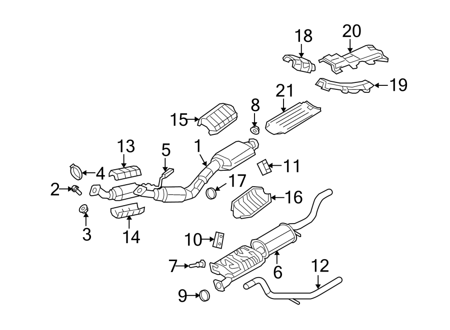 Diagram EXHAUST SYSTEM. EXHAUST COMPONENTS. for your 2015 Ford Taurus   