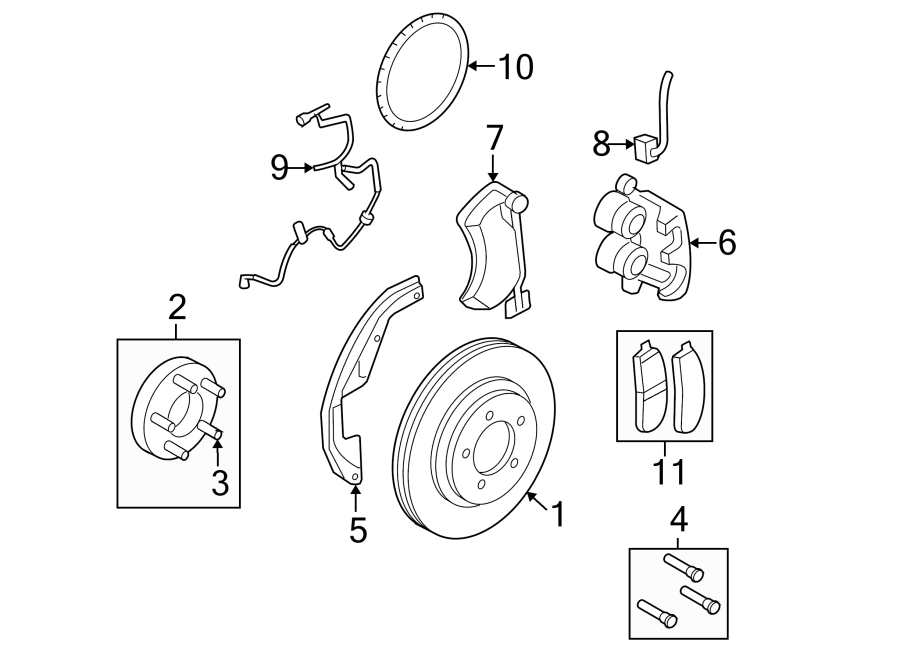 Diagram FRONT SUSPENSION. BRAKE COMPONENTS. for your 2020 Ford F-150 3.0L Power-Stroke V6 DIESEL A/T 4WD Platinum Crew Cab Pickup Fleetside 