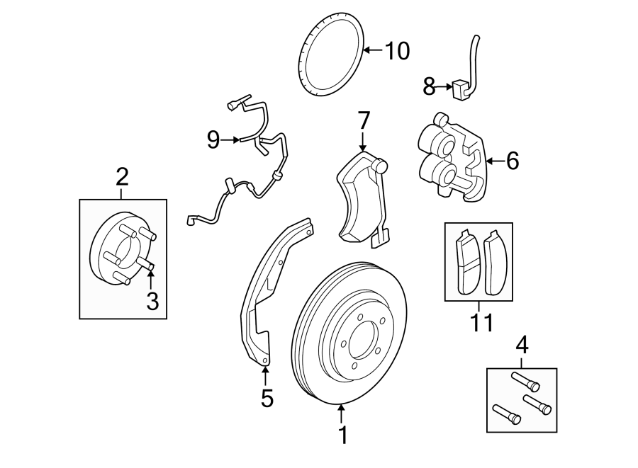 Diagram FRONT SUSPENSION. BRAKE COMPONENTS. for your Ford E-150 Econoline Club Wagon  