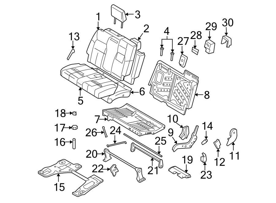 Diagram SEATS & TRACKS. REAR SEAT COMPONENTS. for your 2012 Lincoln MKZ   