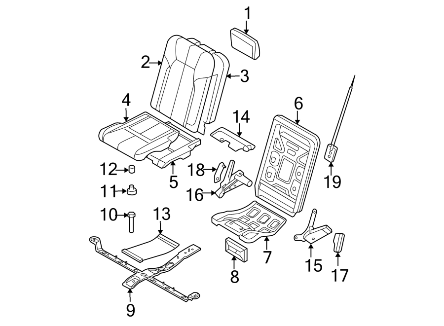 Diagram SEATS & TRACKS. REAR SEAT. for your 2012 Lincoln MKZ   