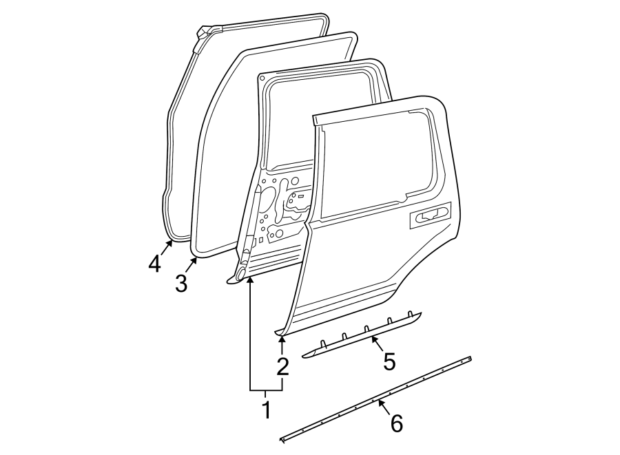 Diagram REAR DOOR. DOOR & COMPONENTS. for your 1986 Ford F-150   