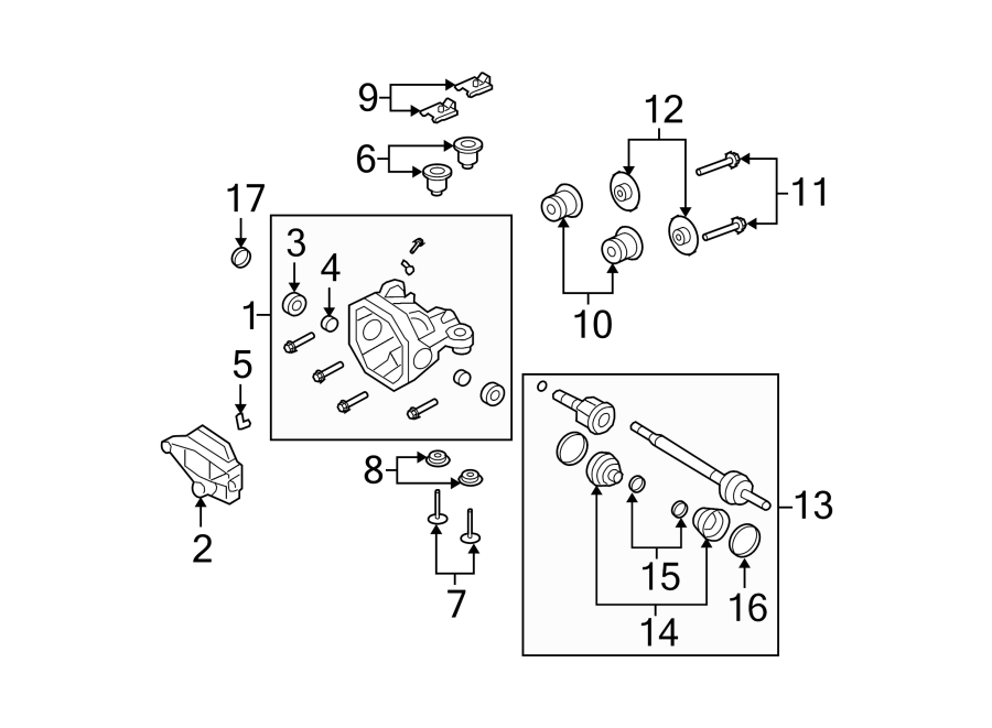 Diagram REAR SUSPENSION. AXLE HOUSING. for your 2017 Ford F-150 5.0L V8 FLEX A/T RWD XL Standard Cab Pickup Fleetside 