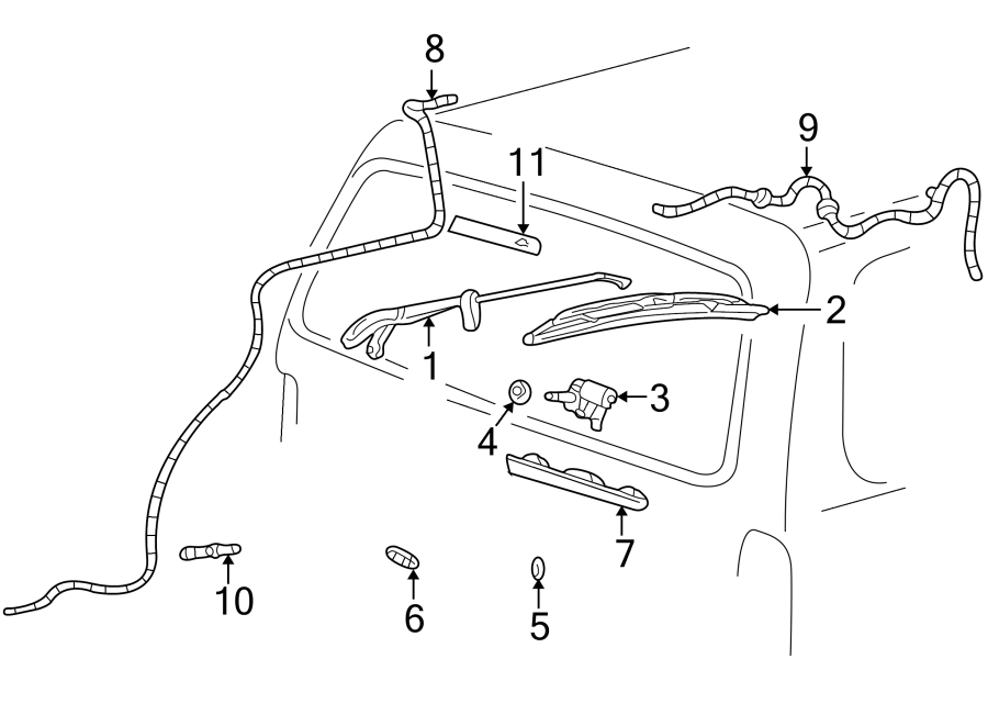 Diagram LIFT GATE. WIPER & WASHER COMPONENTS. for your 2023 Ford Bronco Sport   
