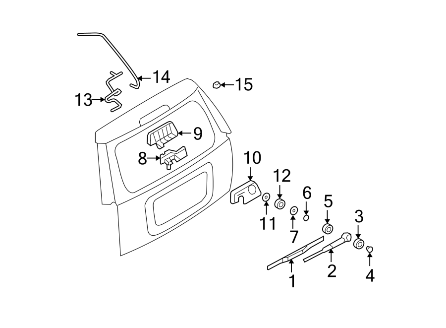 Diagram LIFT GATE. WIPER & WASHER COMPONENTS. for your 2014 Ford Escape   