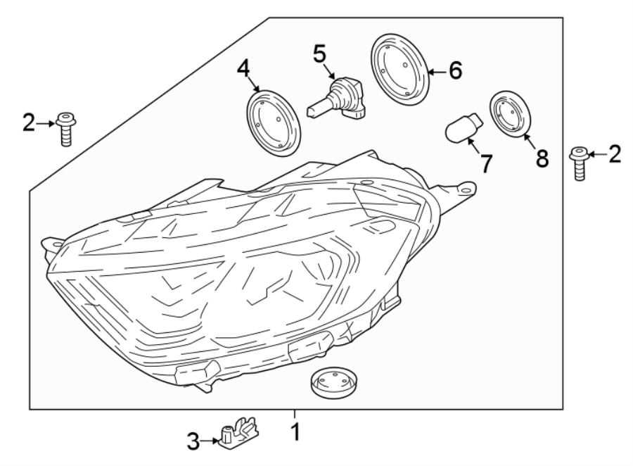 Diagram FRONT LAMPS. HEADLAMP COMPONENTS. for your 2020 Ford F-150  XLT Standard Cab Pickup Fleetside 