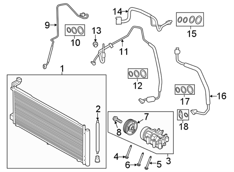 Diagram AIR CONDITIONER & HEATER. COMPRESSOR & LINES. CONDENSER. for your 2002 Ford Ranger   