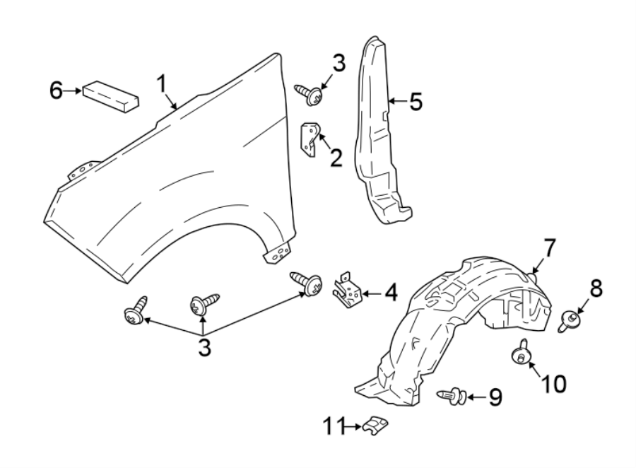 Diagram FENDER & COMPONENTS. for your 2019 Lincoln MKZ Reserve II Sedan  