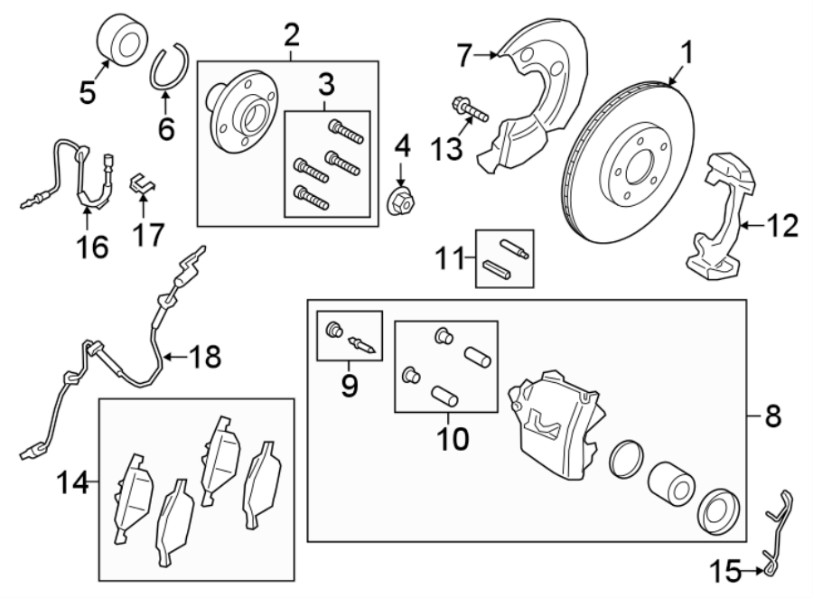 Diagram FRONT SUSPENSION. BRAKE COMPONENTS. for your 2013 Lincoln MKZ   