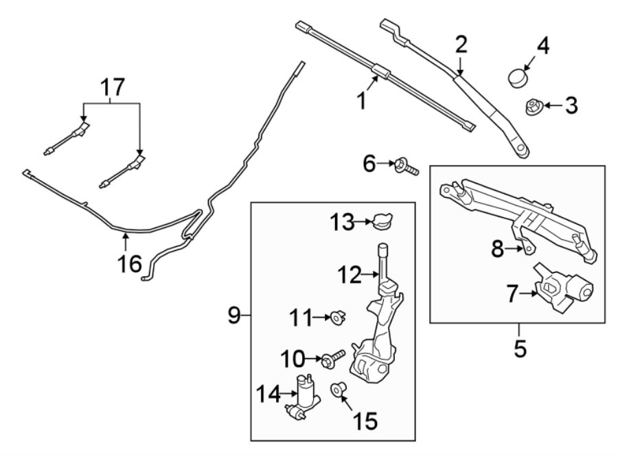 Diagram WINDSHIELD. WIPER & WASHER COMPONENTS. for your 2007 Lincoln MKZ   