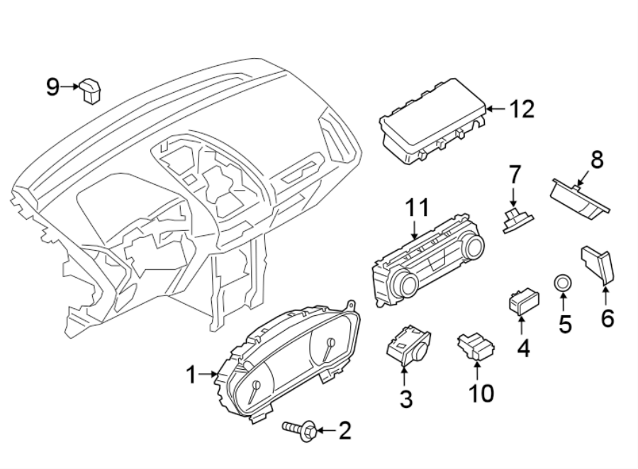 Diagram INSTRUMENT PANEL. CLUSTER & SWITCHES. for your Ford Transit Connect  