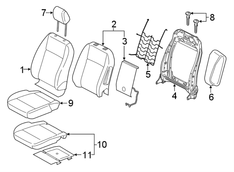 Diagram SEATS & TRACKS. PASSENGER SEAT COMPONENTS. for your 1991 Ford F-150   