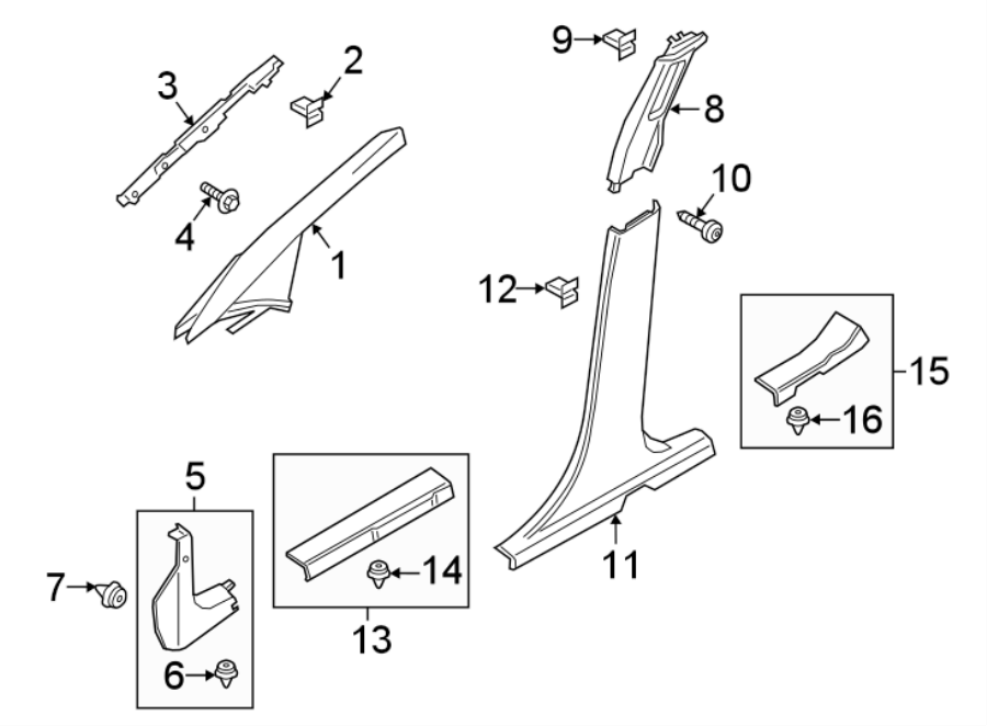 Diagram PILLARS. ROCKER & FLOOR. INTERIOR TRIM. for your Ford