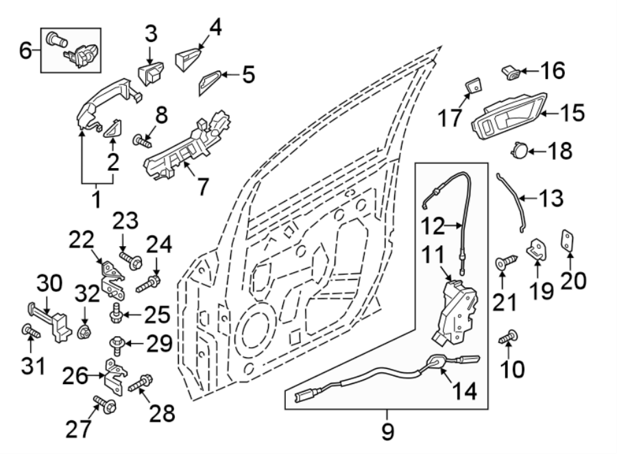 FRONT DOOR. LOCK & HARDWARE. Diagram