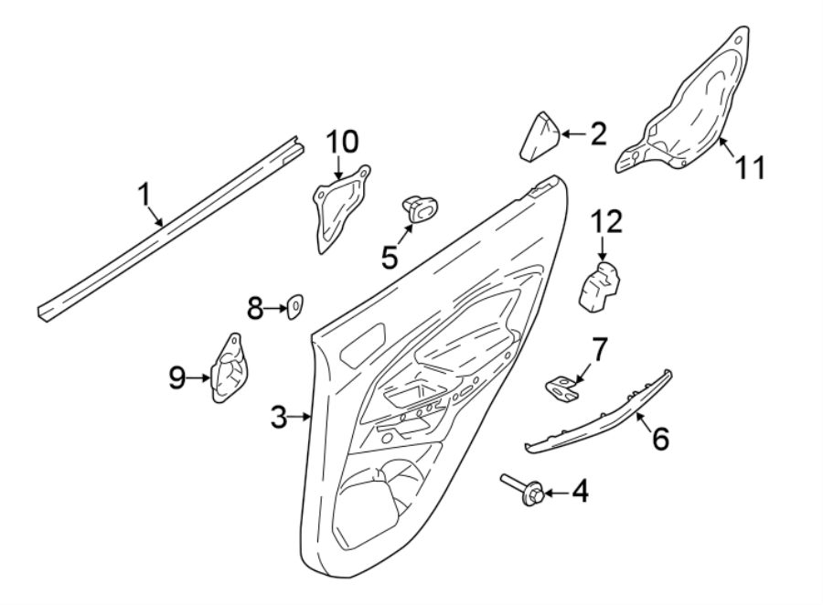 Diagram REAR DOOR. INTERIOR TRIM. for your 1991 Ford Bronco   