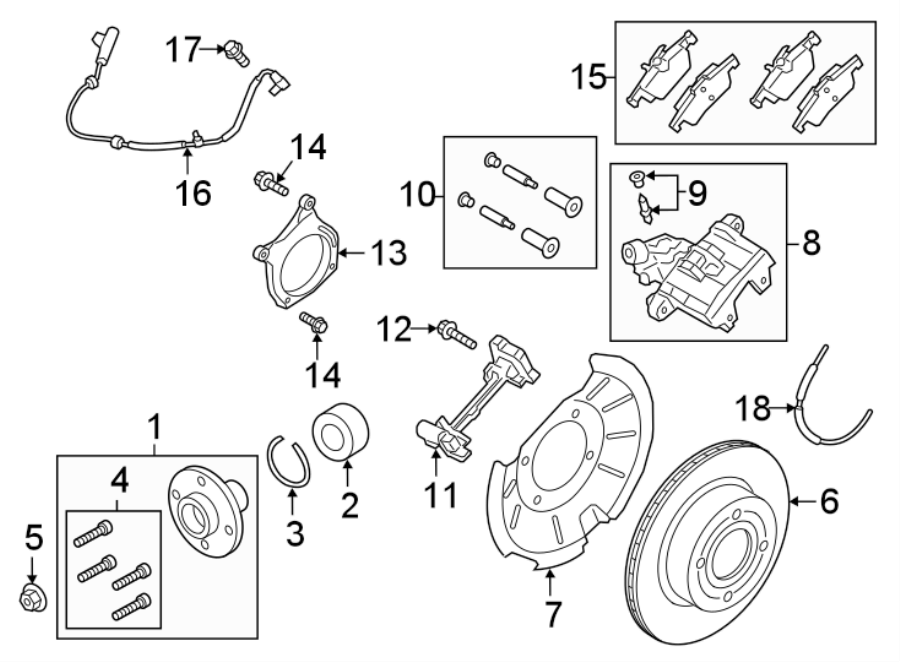 Diagram REAR SUSPENSION. BRAKE COMPONENTS. for your 2014 Ford F-150  XL Crew Cab Pickup Fleetside 