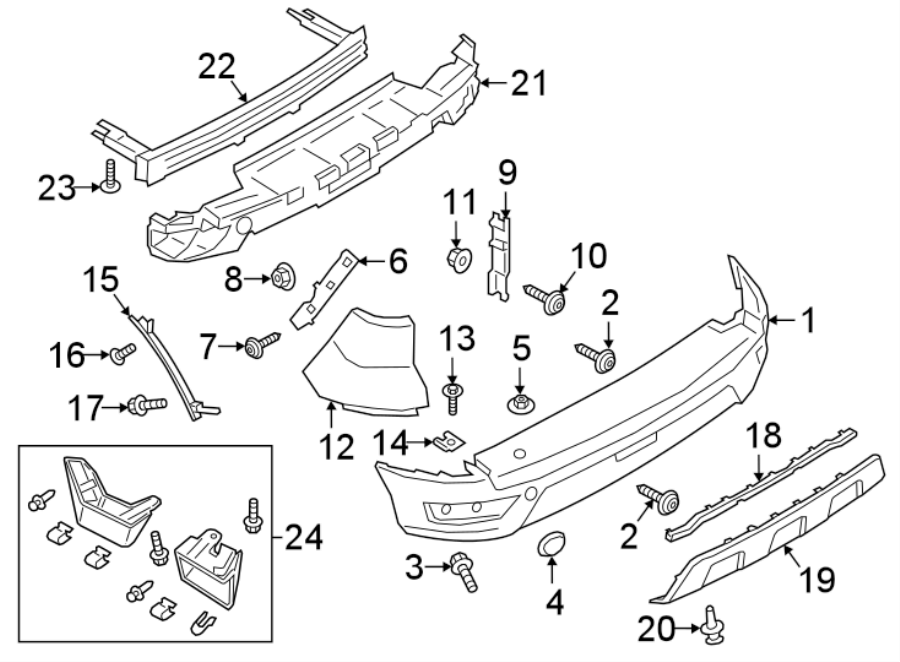 Diagram REAR BUMPER. BUMPER & COMPONENTS. for your 2019 Lincoln MKZ   