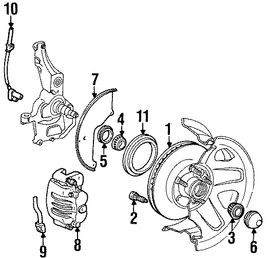 Diagram FRONT SUSPENSION. BRAKE COMPONENTS. for your 2018 Ford F-150 3.0L Power-Stroke V6 DIESEL A/T RWD Lariat Extended Cab Pickup Fleetside 