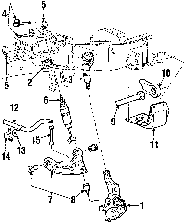 Diagram FRONT SUSPENSION. STABILIZER BAR & COMPONENTS. SUSPENSION COMPONENTS. for your Mercury Mountaineer  