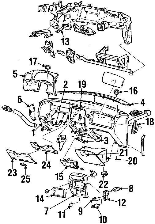 Diagram INSTRUMENT PANEL. for your 1995 Ford Ranger 3.0L Vulcan V6 M/T RWD XL Standard Cab Pickup Fleetside 