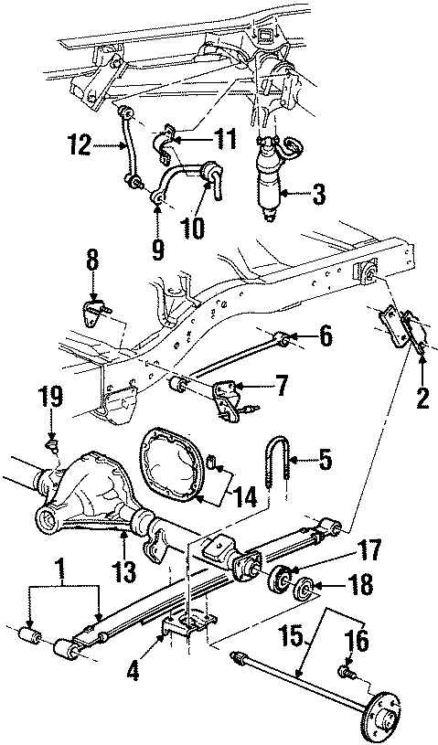 Diagram REAR SUSPENSION. AXLE HOUSING. STABILIZER BAR & COMPONENTS. SUSPENSION COMPONENTS. for your 2018 Ford F-150 2.7L EcoBoost V6 A/T RWD XLT Extended Cab Pickup Fleetside 