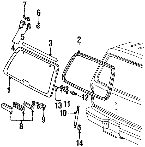 Diagram LIFT GATE. GLASS. for your 1997 Mercury Mountaineer   