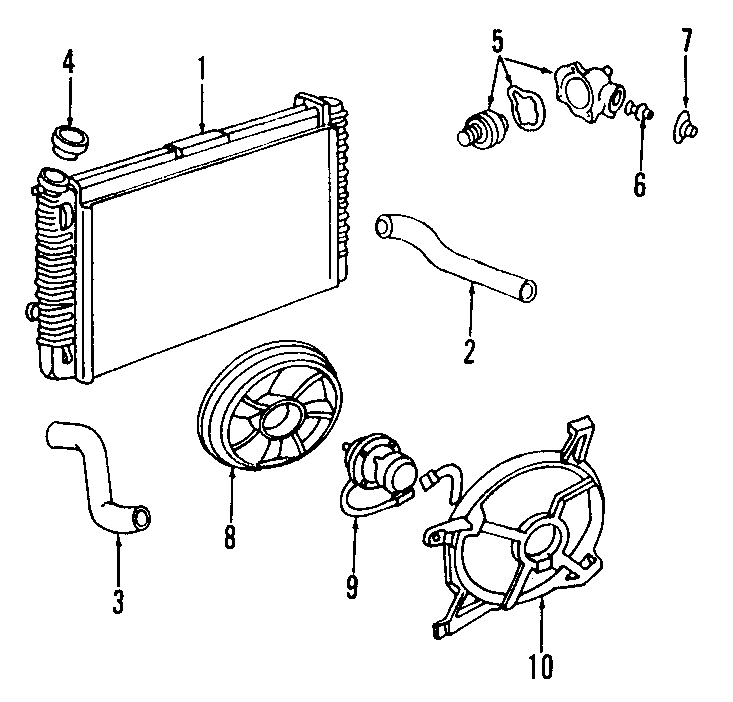 Diagram COOLING SYSTEM. COOLING FAN. RADIATOR. WATER PUMP. for your 2007 Chevrolet Equinox   