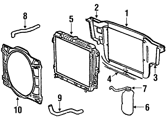 FAN. RADIATOR & COMPONENTS. RADIATOR SUPPORT.