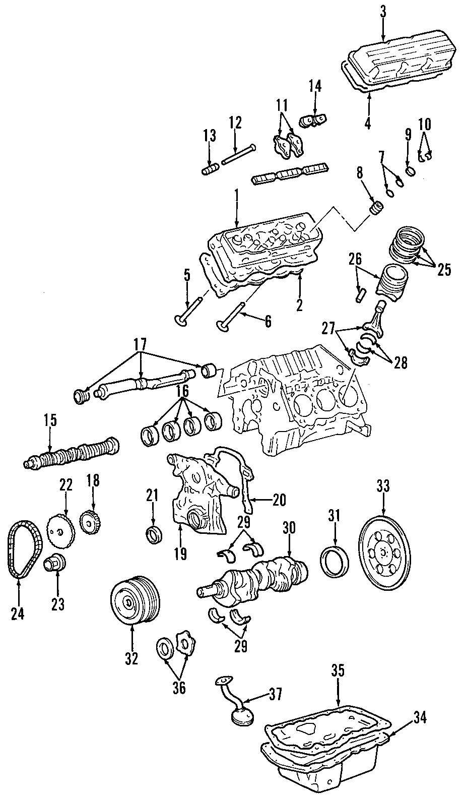 Diagram BALANCE SHAFTS. CAMSHAFT & TIMING. CRANKSHAFT & BEARINGS. CYLINDER HEAD & VALVES. LUBRICATION. MOUNTS. PISTONS. RINGS & BEARINGS. for your 2020 Chevrolet Spark  ACTIV Hatchback 