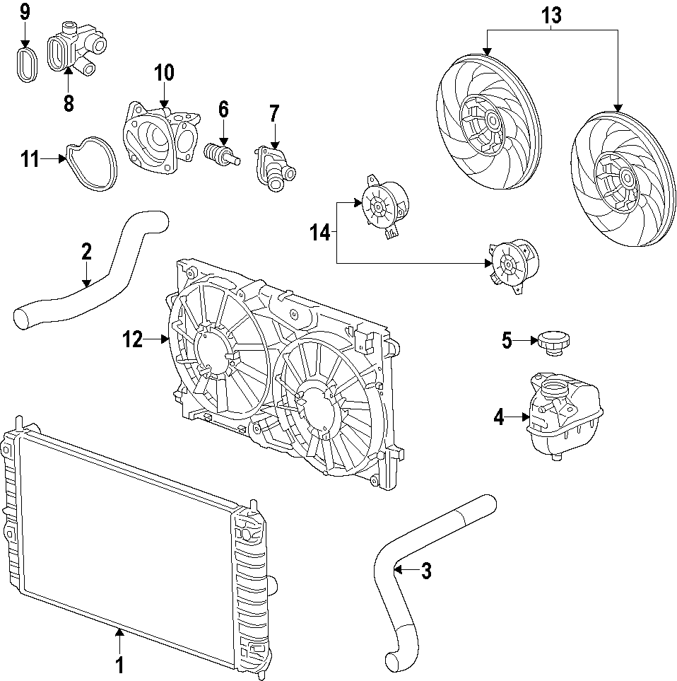 Diagram COOLING SYSTEM. COOLING FAN. RADIATOR. WATER PUMP. for your Chevrolet