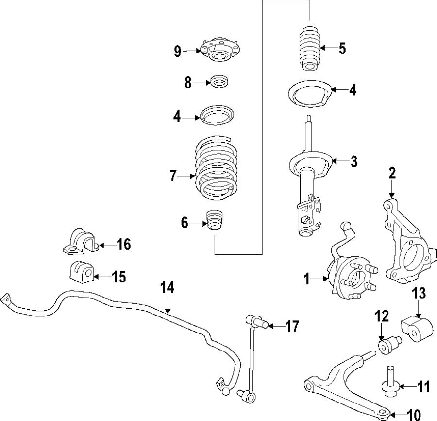 Diagram FRONT SUSPENSION. LOWER CONTROL ARM. STABILIZER BAR. SUSPENSION COMPONENTS. for your 2011 GMC Sierra 2500 HD 6.0L Vortec V8 FLEX A/T RWD SLE Crew Cab Pickup 