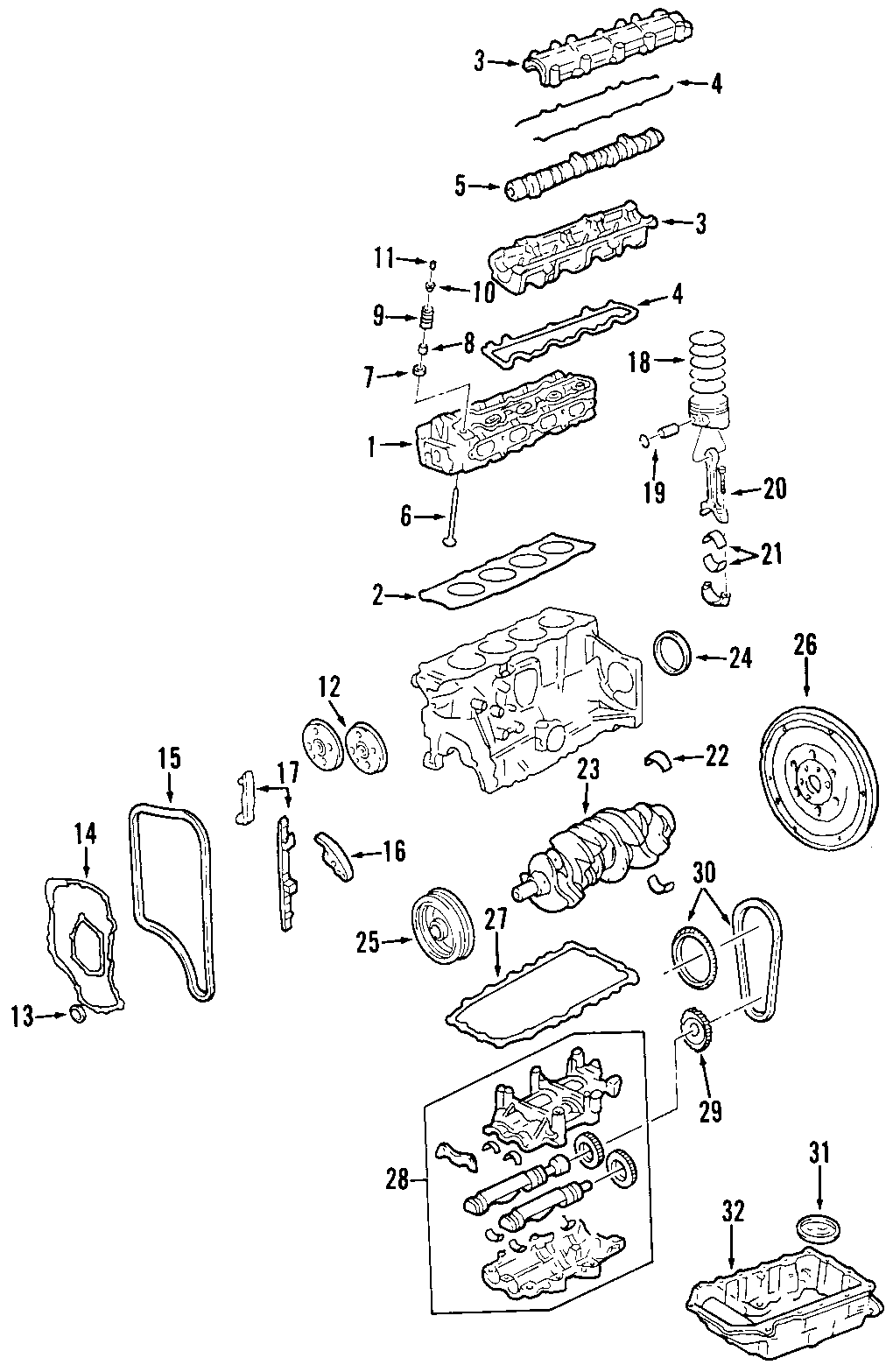 Diagram BALANCE SHAFTS. CAMSHAFT & TIMING. CRANKSHAFT & BEARINGS. CYLINDER HEAD & VALVES. LUBRICATION. MOUNTS. PISTONS. RINGS & BEARINGS. for your 2018 Chevrolet Spark  ACTIV Hatchback 