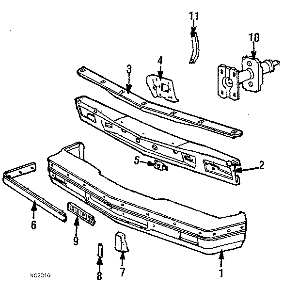 Diagram COOLING SYSTEM. FRONT BUMPER. BUMPER & COMPONENTS. COOLING FAN. RADIATOR. for your 2021 Chevrolet Camaro LT Coupe 2.0L Ecotec A/T 