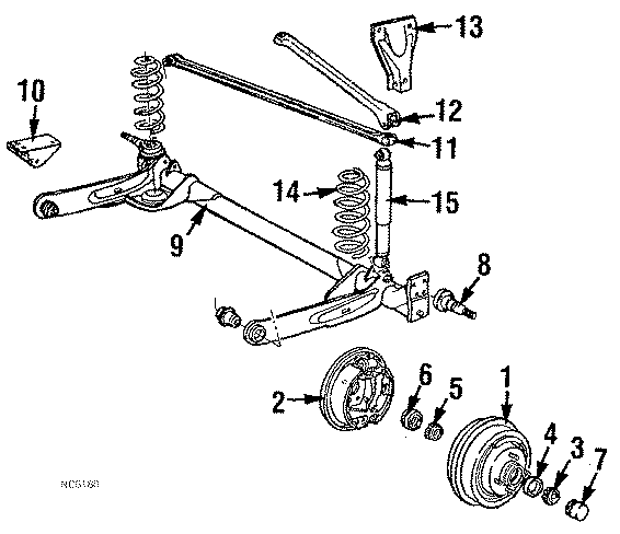 REAR SUSPENSION. BRAKE COMPONENTS. SUSPENSION COMPONENTS.