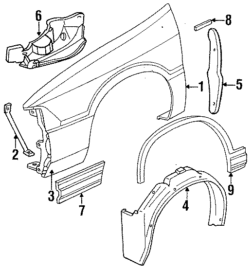 EXTERIOR TRIM. FENDER & COMPONENTS.