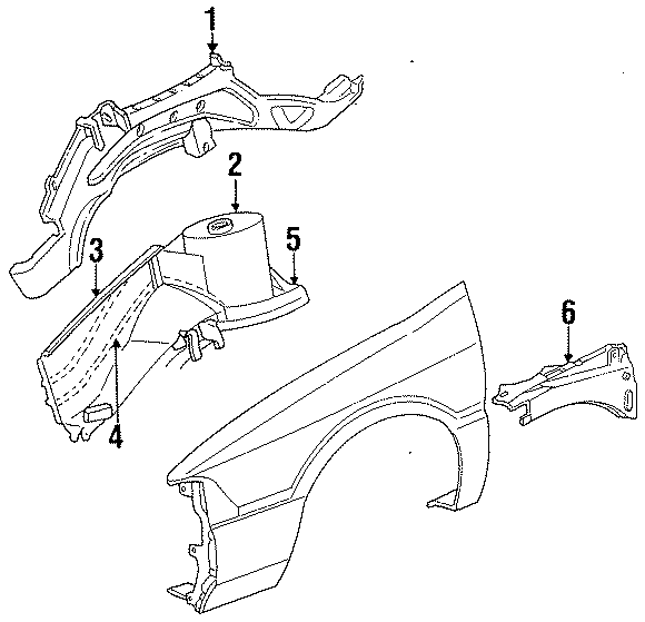 Diagram FENDER. STRUCTURAL COMPONENTS & RAILS. for your Chrysler LeBaron  