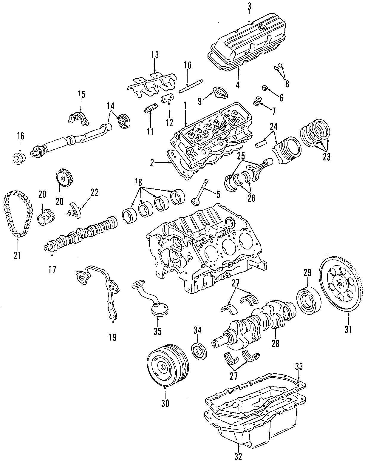 Diagram CAMSHAFT & TIMING. CRANKSHAFT & BEARINGS. CYLINDER HEAD & VALVES. LUBRICATION. MOUNTS. PISTONS. RINGS & BEARINGS. for your 2013 Chevrolet Avalanche   