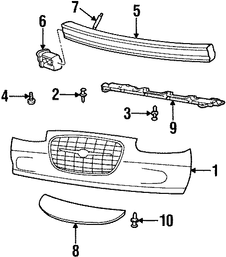 9FRONT BUMPER. BUMPER & COMPONENTS.https://images.simplepart.com/images/parts/motor/fullsize/NE99010.png