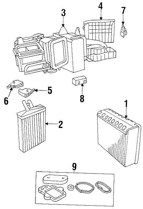 1AIR CONDITIONER & HEATER. EVAPORATOR & HEATER COMPONENTS.https://images.simplepart.com/images/parts/motor/fullsize/NE99075.png