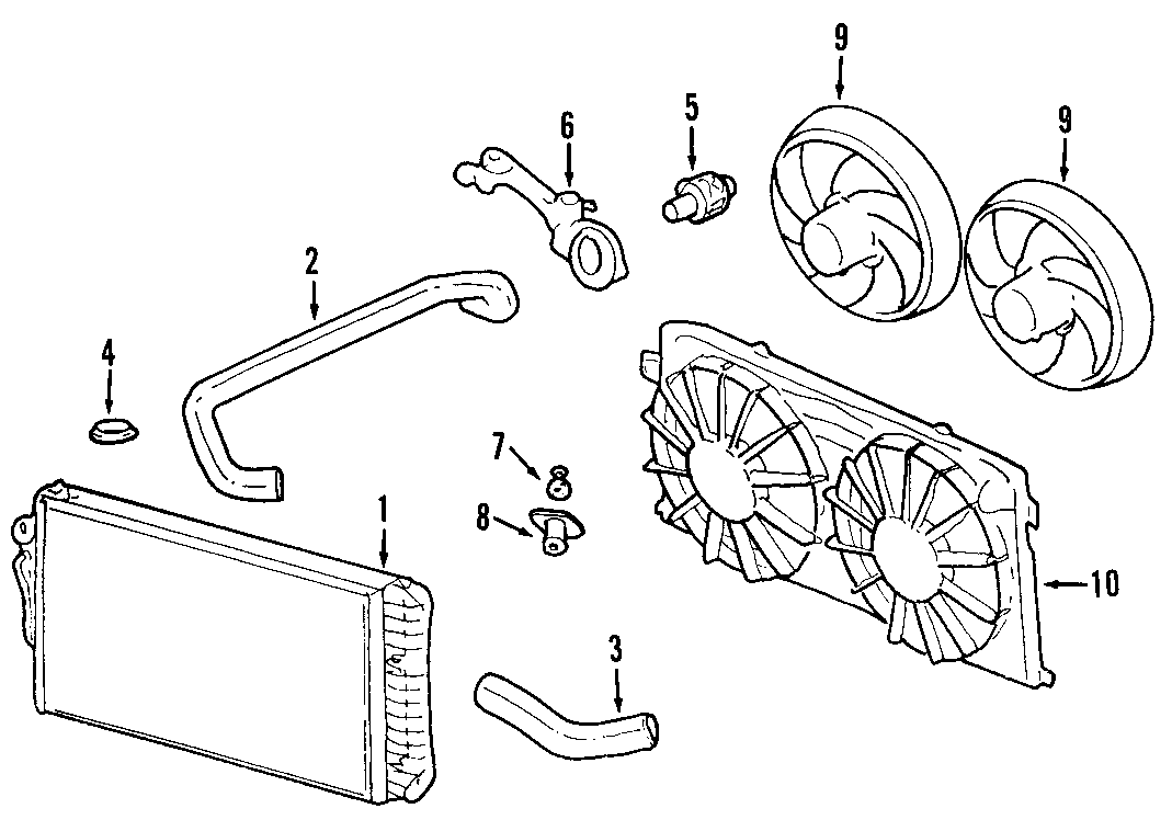 Diagram COOLING SYSTEM. COOLING FAN. RADIATOR. WATER PUMP. for your 2007 Chevrolet Equinox   