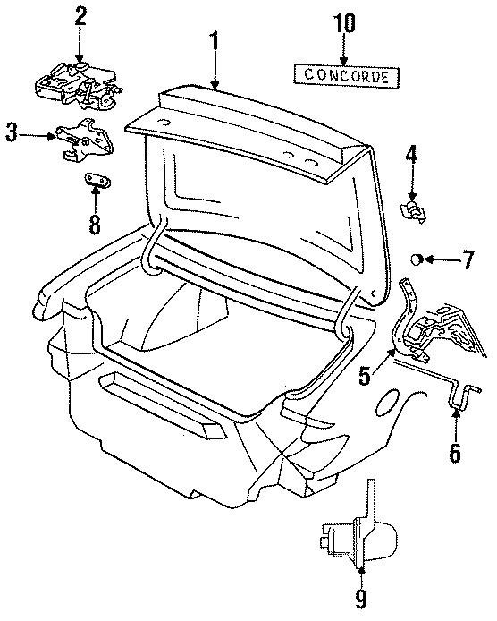 TRUNK LID. EXTERIOR TRIM. LID & COMPONENTS.